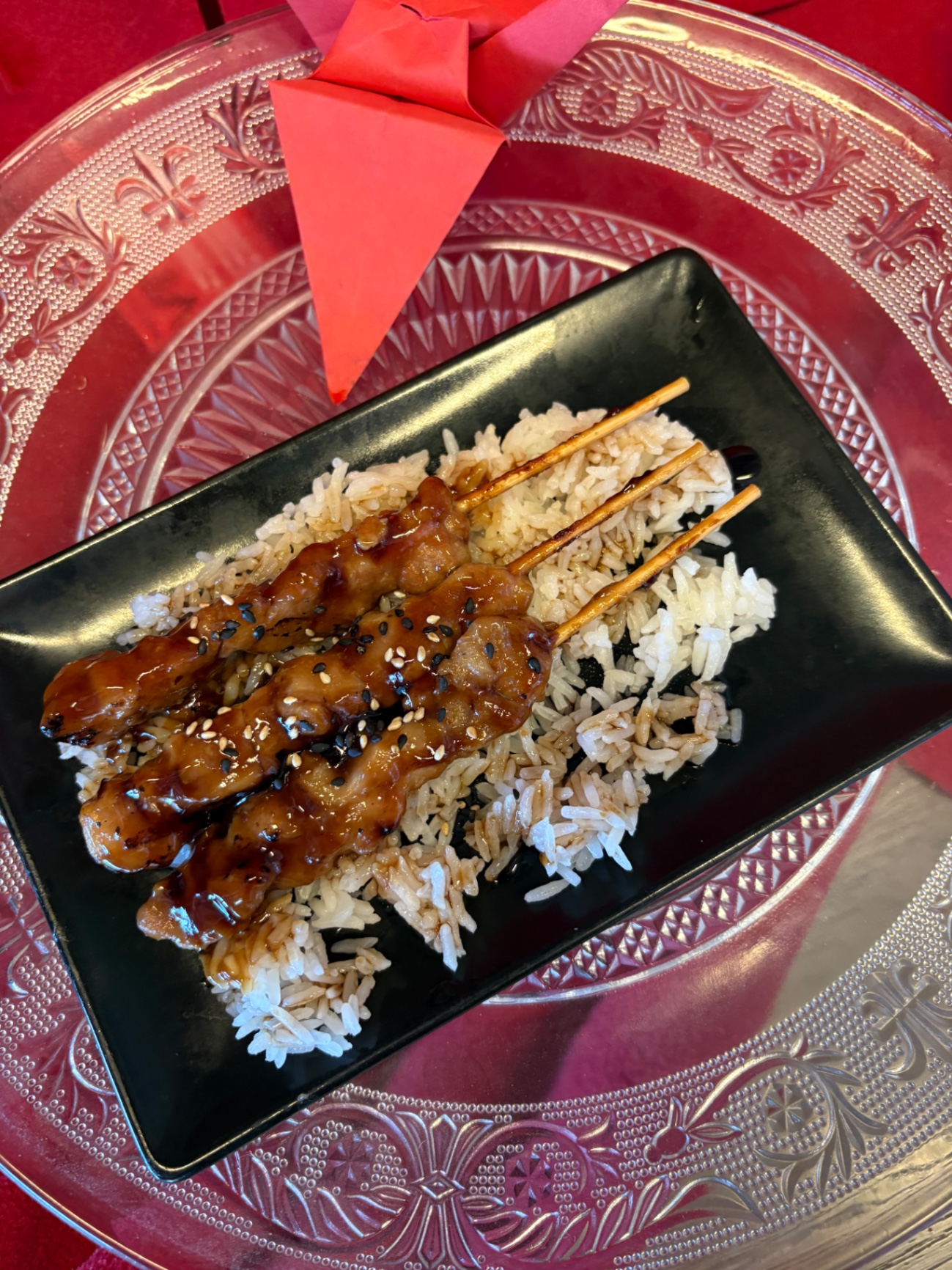 Brochettes (3 pièces) + Riz