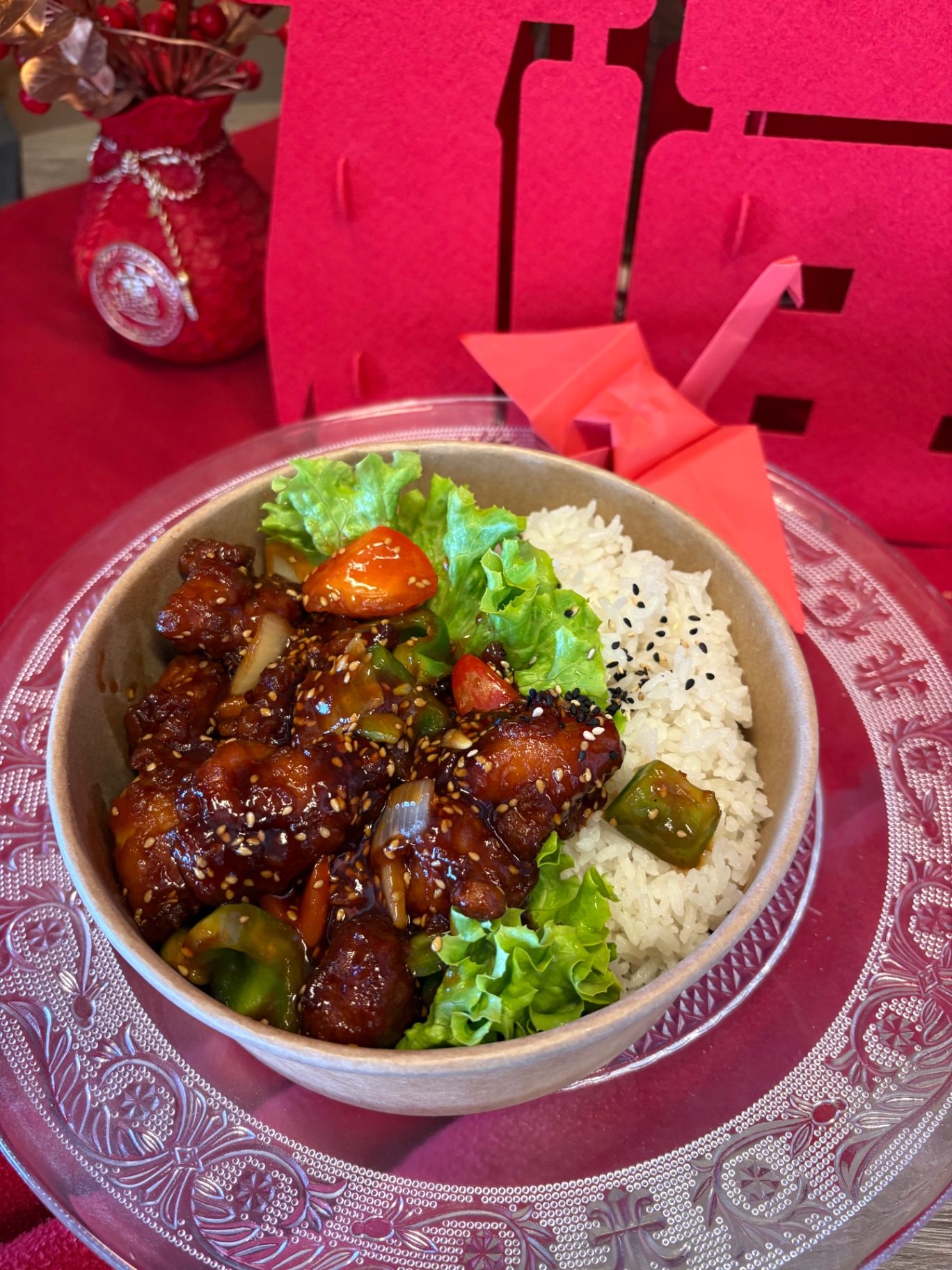 Poulet Général Tao + riz 2
